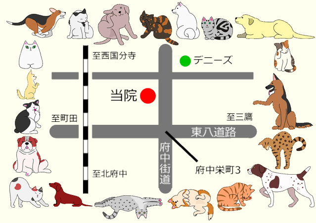 ピースどうぶつ病院地図