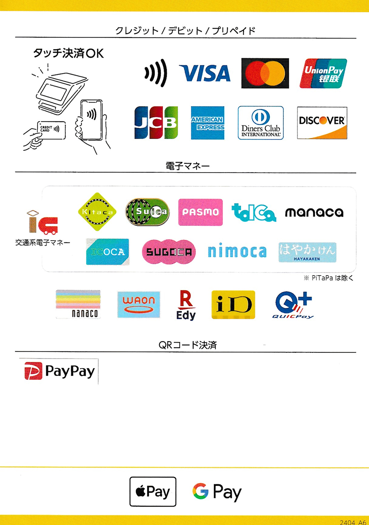利用可能なお支払い方法の画像
